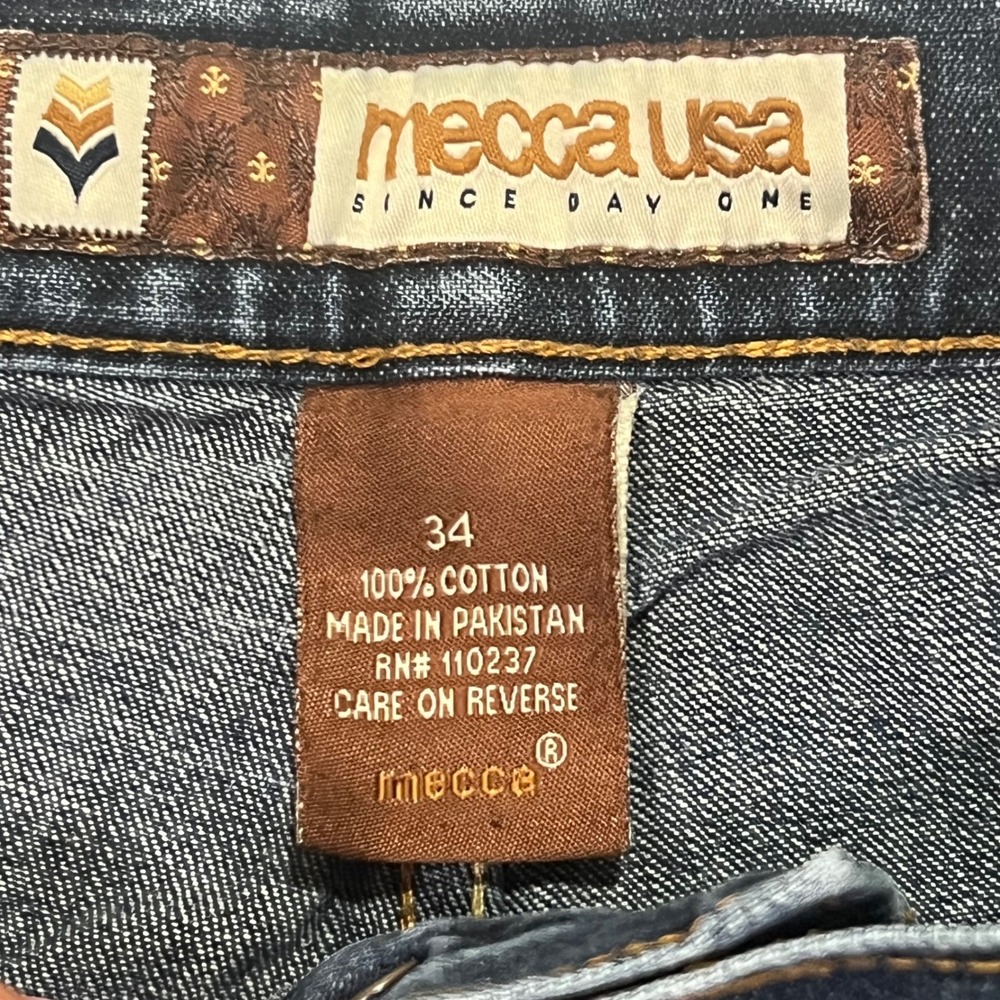 Vintage Mecca USA Denim Jorts Shorts Mens 34 Dark Wash Embroidered 90s Hip Hop - Picture 3 of 12